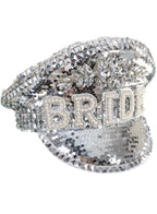 Deluxe Sparkly Silver Hen's Night Bride Hat - Main Image