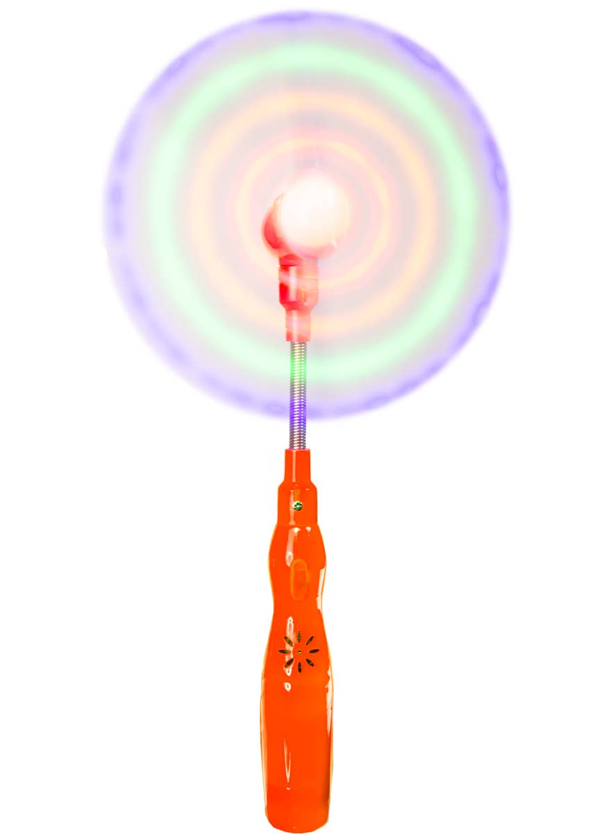 Orange Handle Spinning Fan | Orange Light Up Spinning Fan Costume Prop