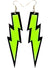 Green Glitter 1980s Lightning Bolt Costume Earrings