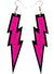 Pink Glitter 1980s Lightning Bolt Costume Earrings