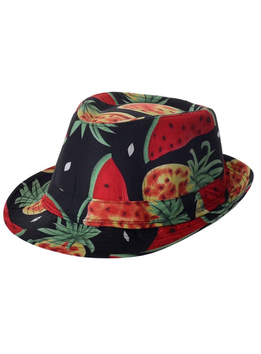 Watermelon and Pineapple Tropical Print Hawaiian Fedora Hat