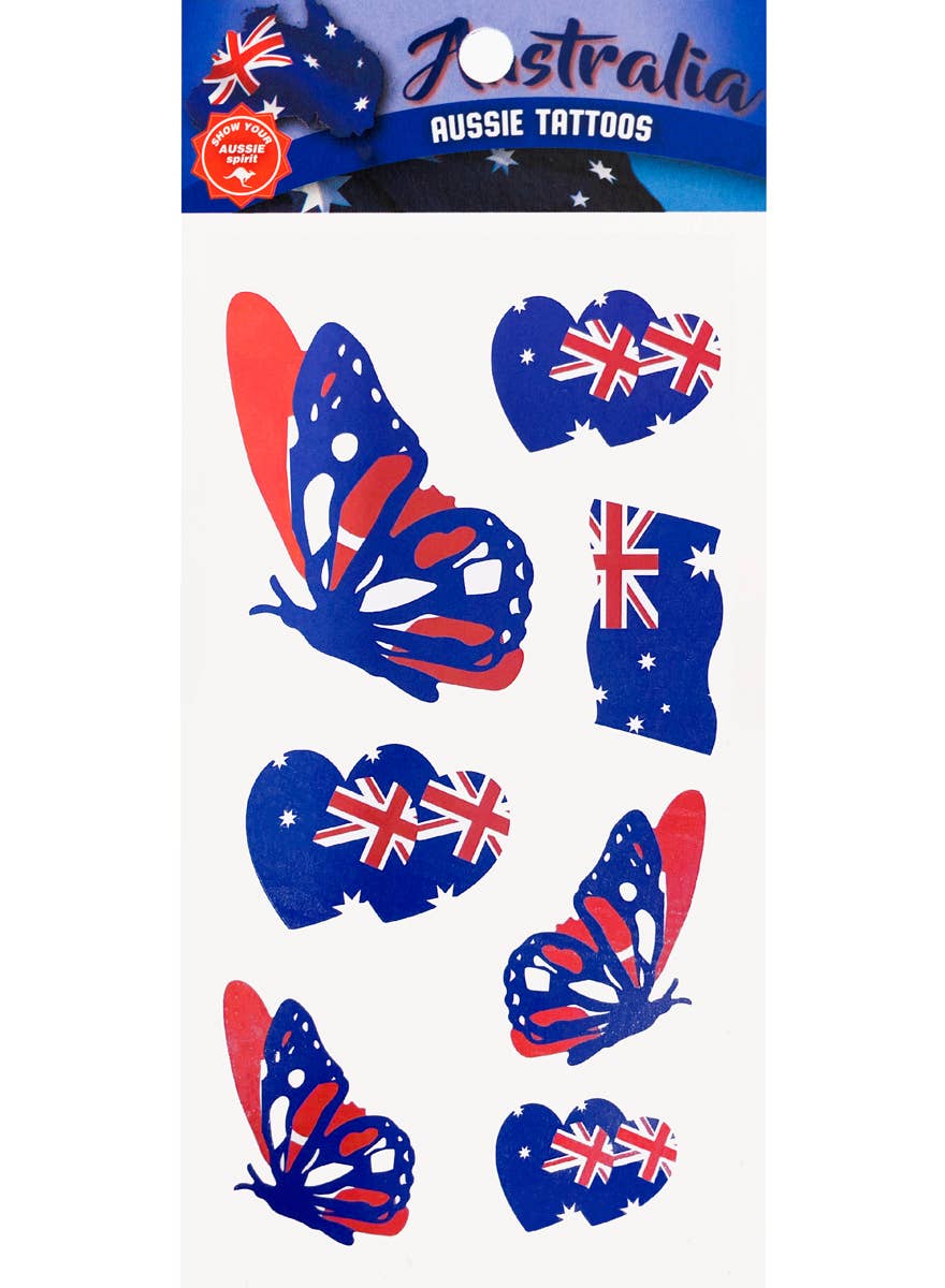 Australia Day Aussie Flag Butterflies Temporary Costume Tattoos - Alternative Image