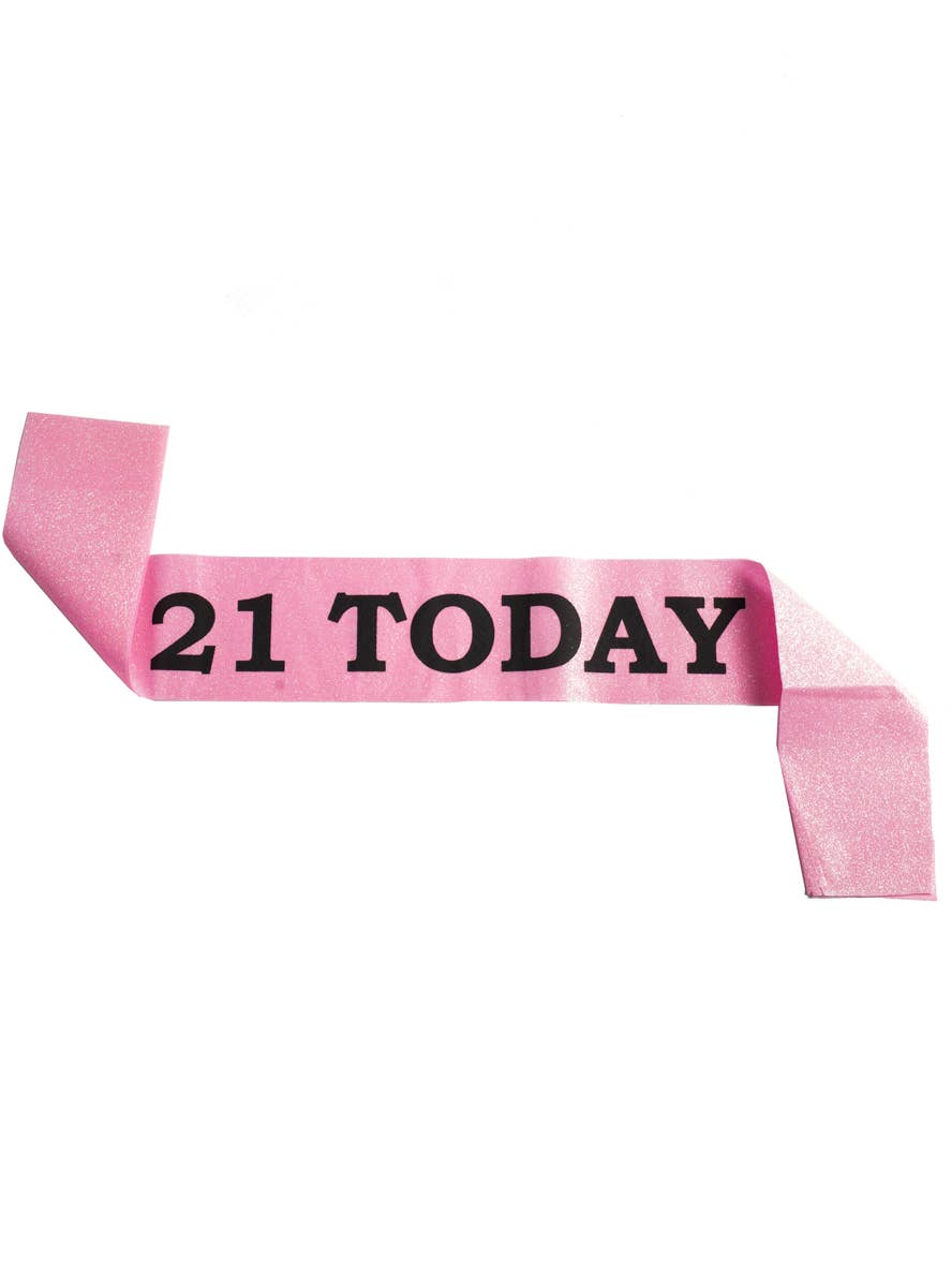Image of 21 Today Iridescent Pink Glitter Birthday Girl Sash