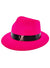 Neon Pink Lightweight Plastic Fedora Costume Hat