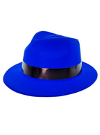Neon Blue Lightweight Plastic Fedora Costume Hat