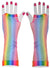 Rainbow Fishnet Long Costume Gloves