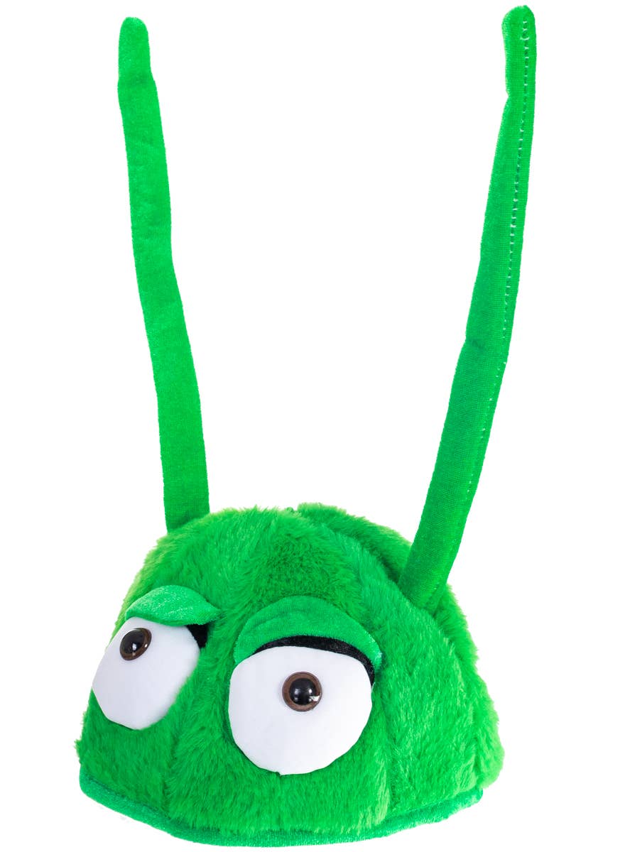 Green Plush Alien Head with Antennae Costume Headband - Alternate Image