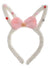Pink and White Fluffy Bunny Ears with Bow