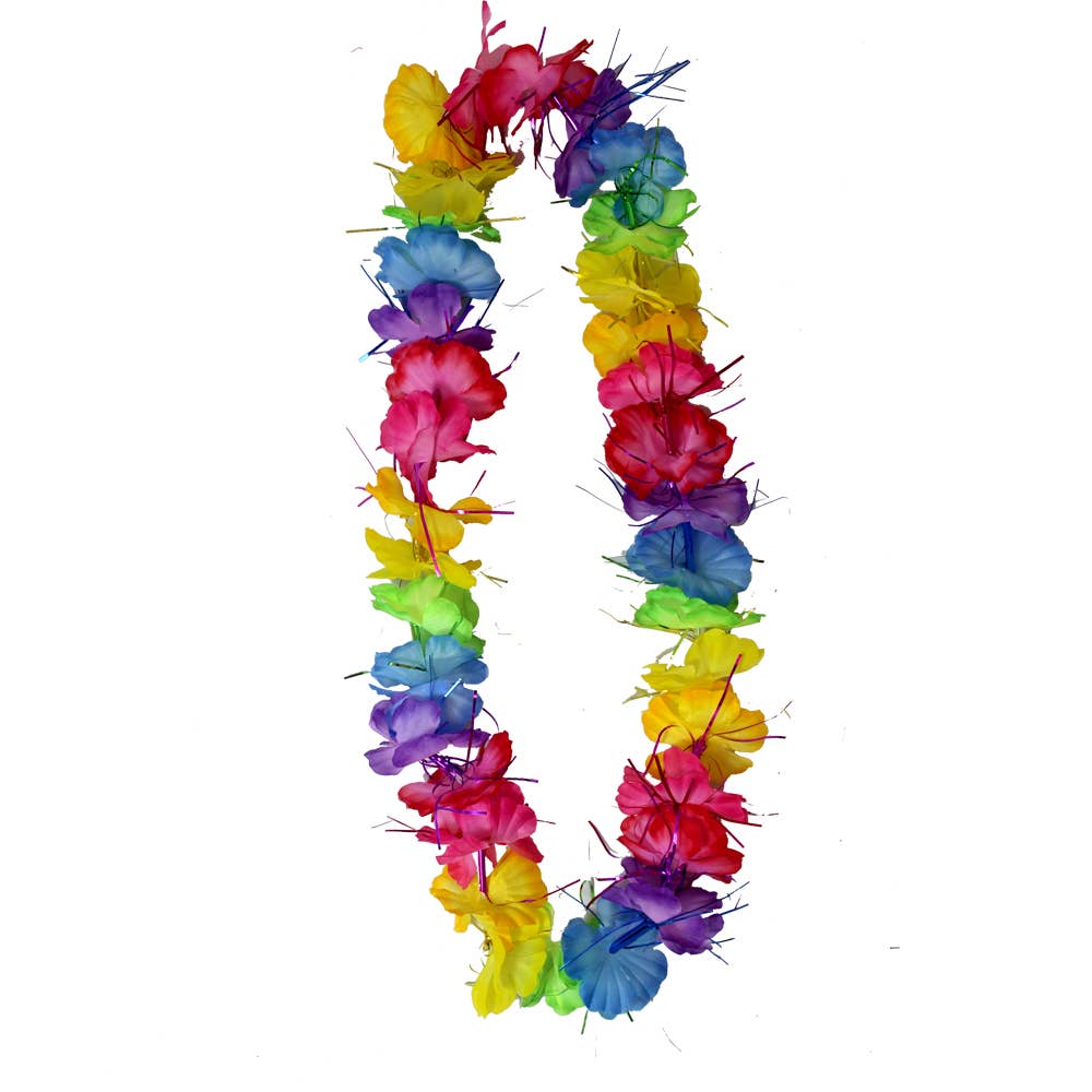 Rainbow Flower Hawaiian Lei with Tinsel Alt Image