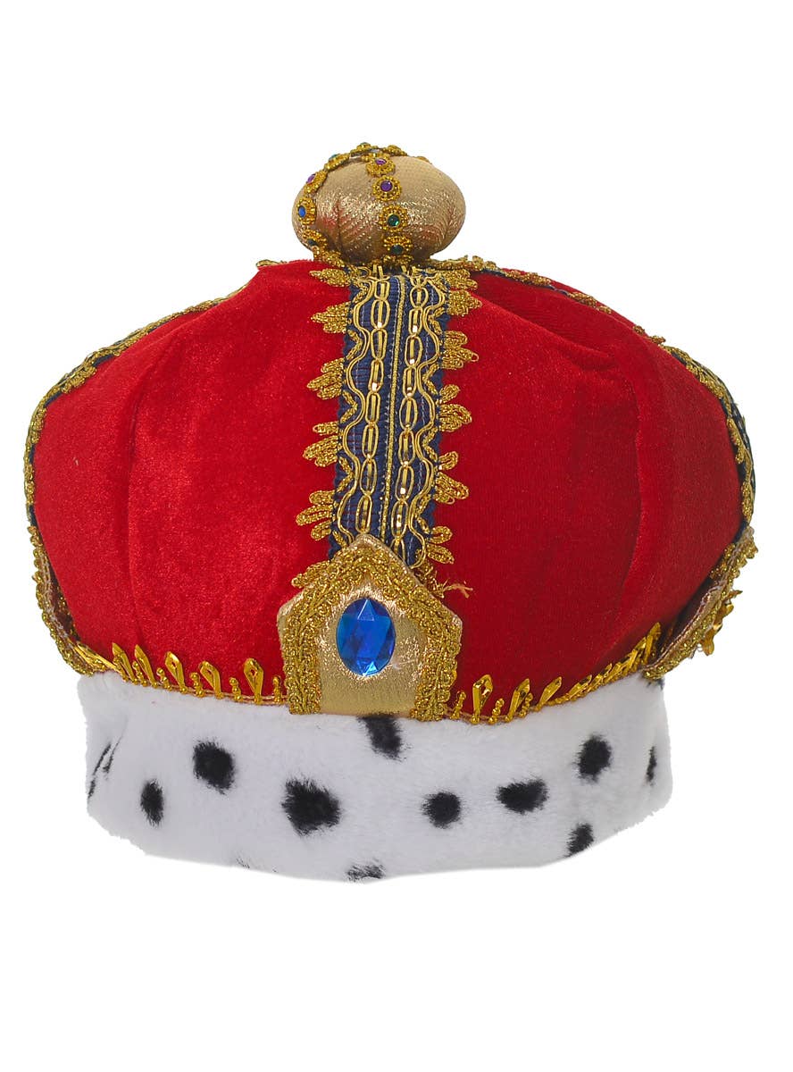 Royal Red & Gold Costume Crown | Plush Royal King Crown Accessory