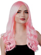 Women's Long Pastel Pink Wavy Costume Wig with Centre Part