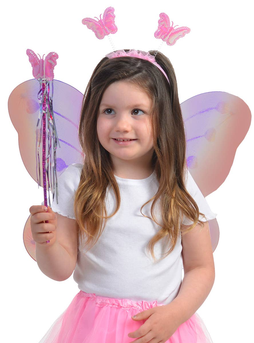 Rainbow Butterfly Wings and Wand Accessory Set - Close Image