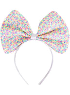 Sequinned Rainbow Large Bow on Headband