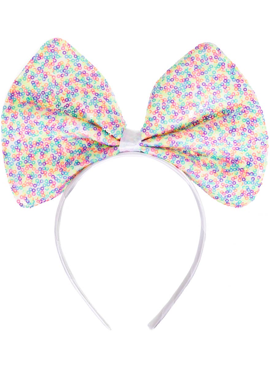 Sequinned Rainbow Large Bow on Headband