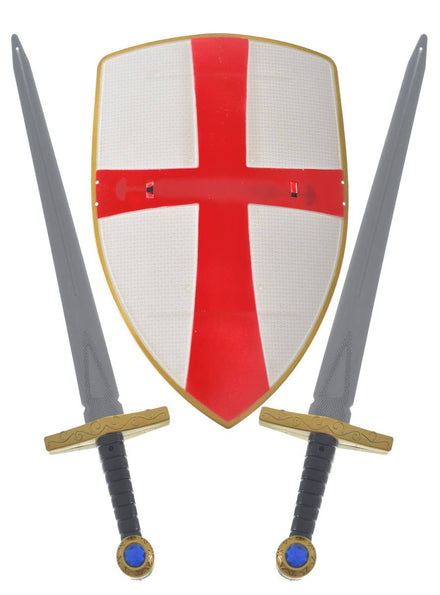 Medieval Crusader 3 Piece Shield and Sword Weapon Set