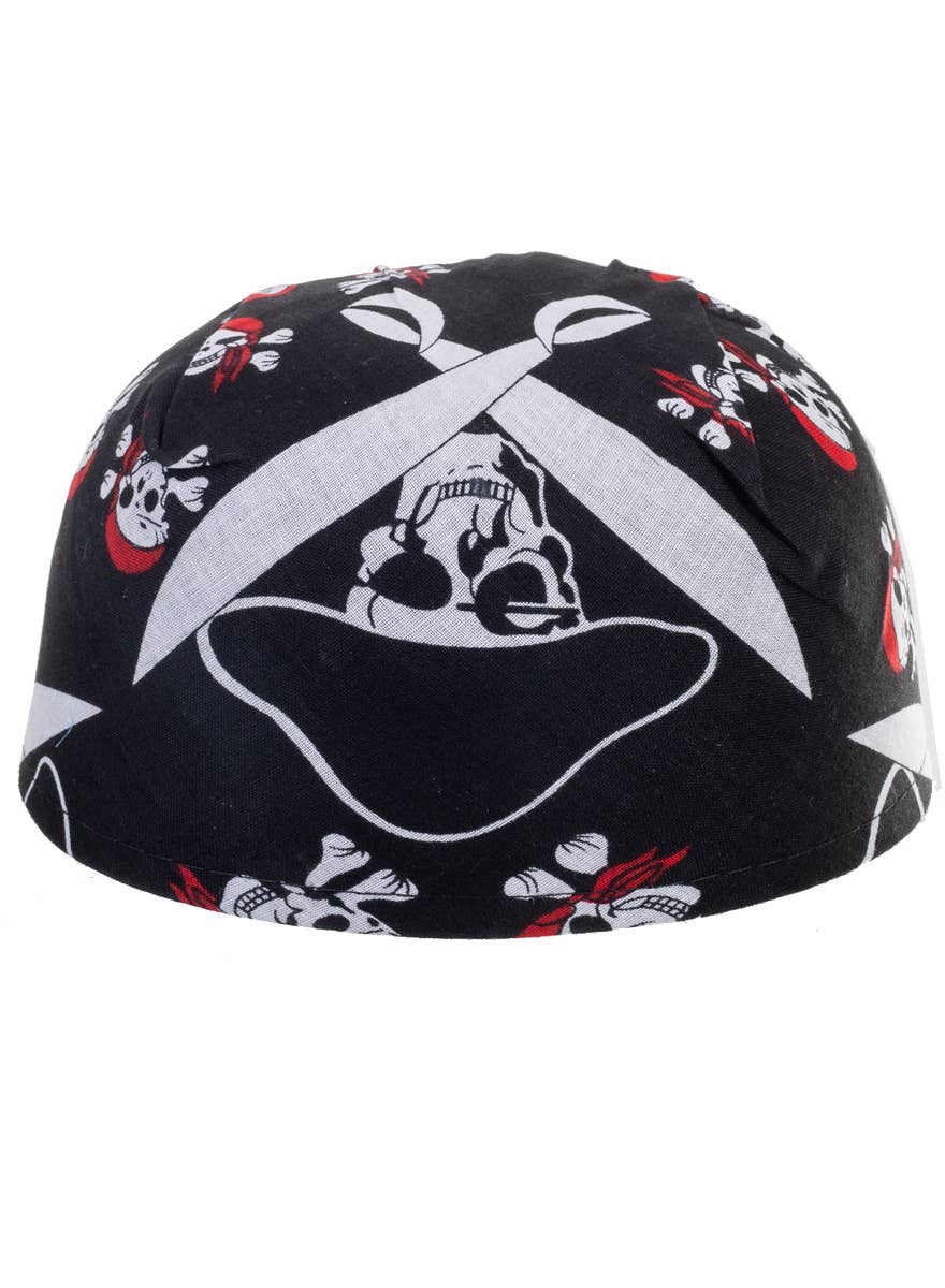 Bandanna Style Black Pirate Hat with Skull and Cross Bones - Alternate Image