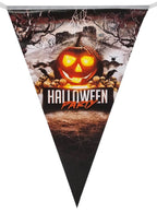 Orange Pumpkin and Graveyard Halloween Party 10 Flag Bunting Decoration - Main Image
