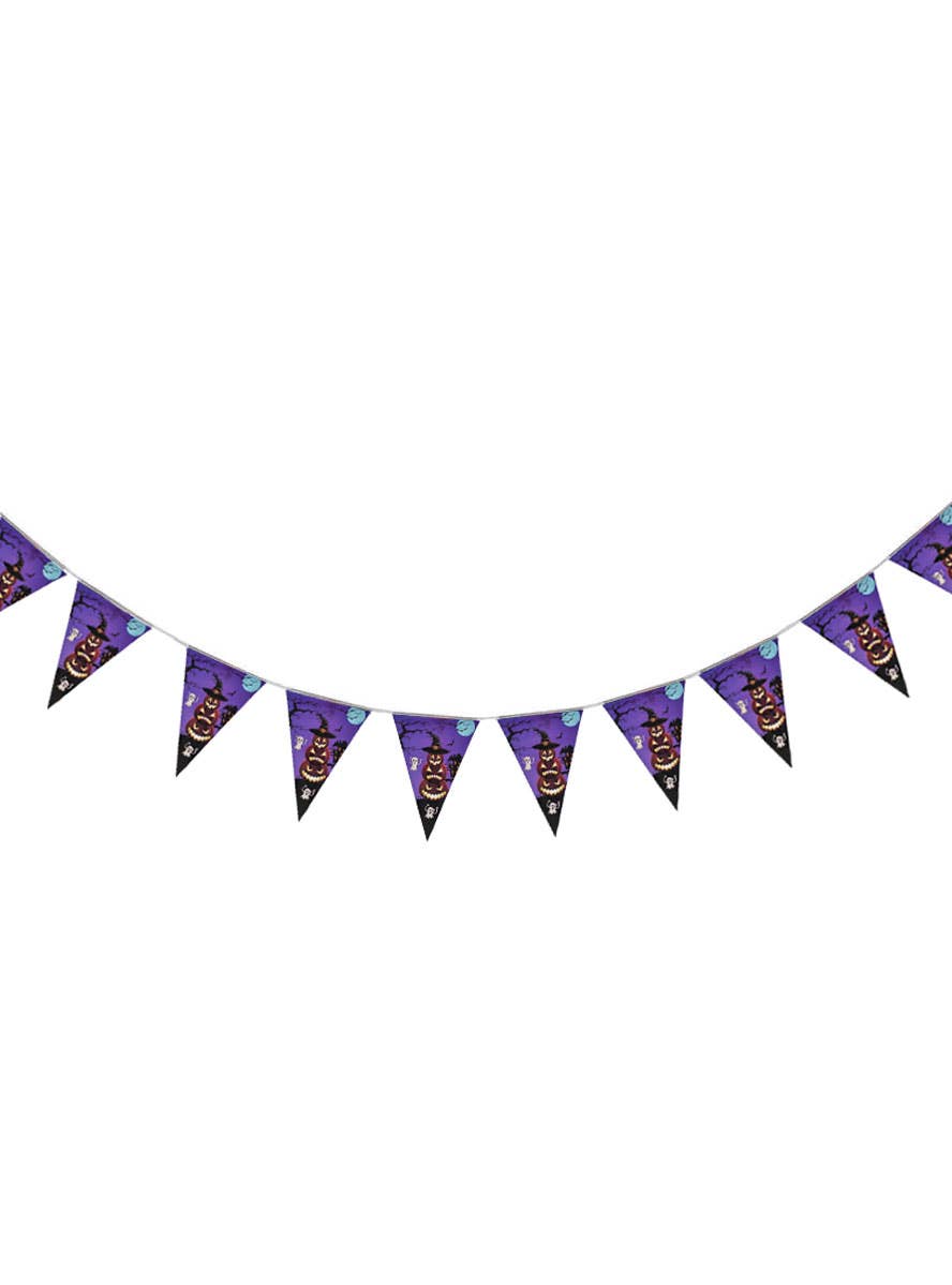 Purple Stacked Halloween Pumpkins 10 Flag Bunting Decoration - Alternate Image