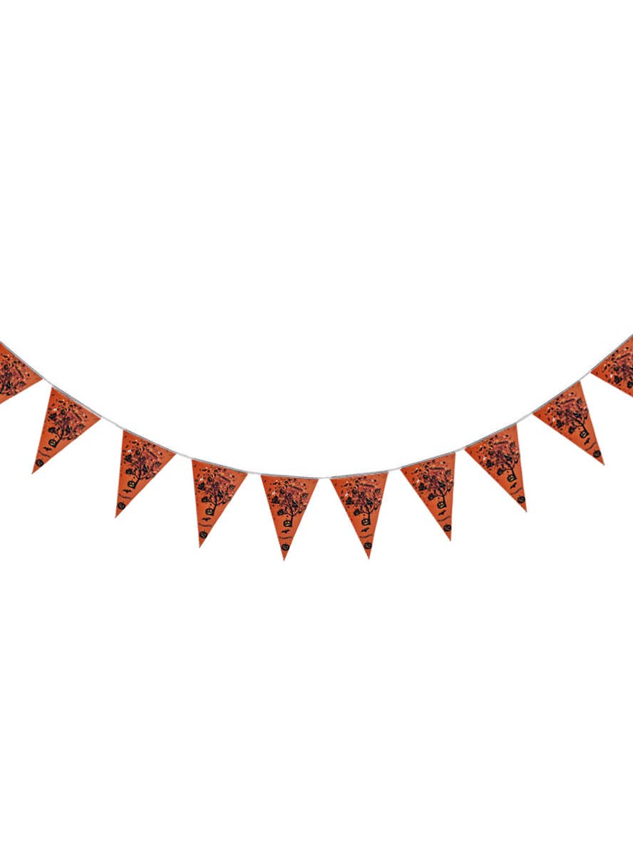 Orange Horror Halloween Theme Print 10 Flag Bunting Decoration - Alternate Image