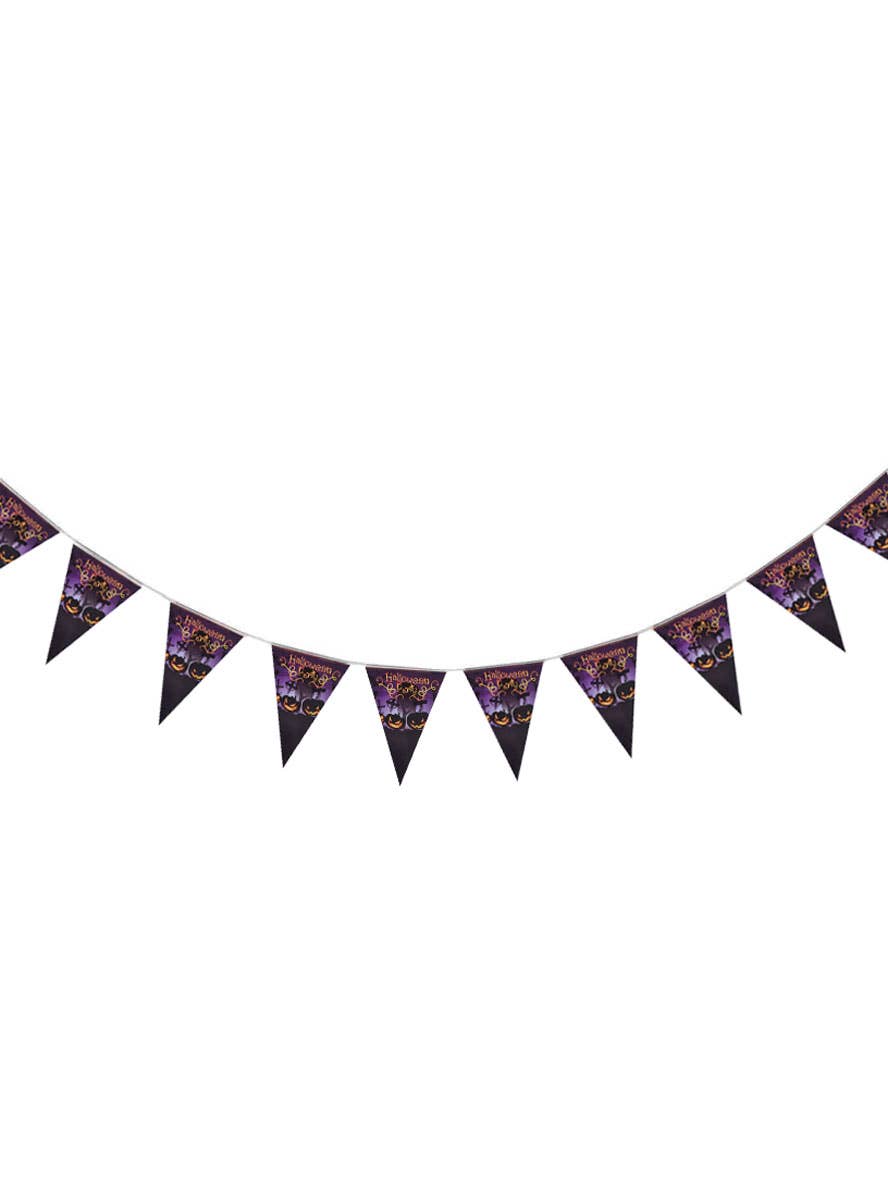 Purple Pumpkin Graveyard and Halloween Party 10 Flag Bunting Decoration - Alternate Image