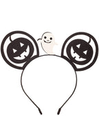 Sparkly Black Pumpkin Mouse Ears Costume Headband