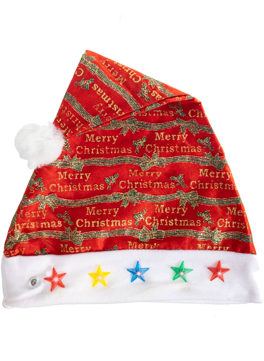 Glittery Merry Christmas Light Up Santa Costume Hat - Main Image