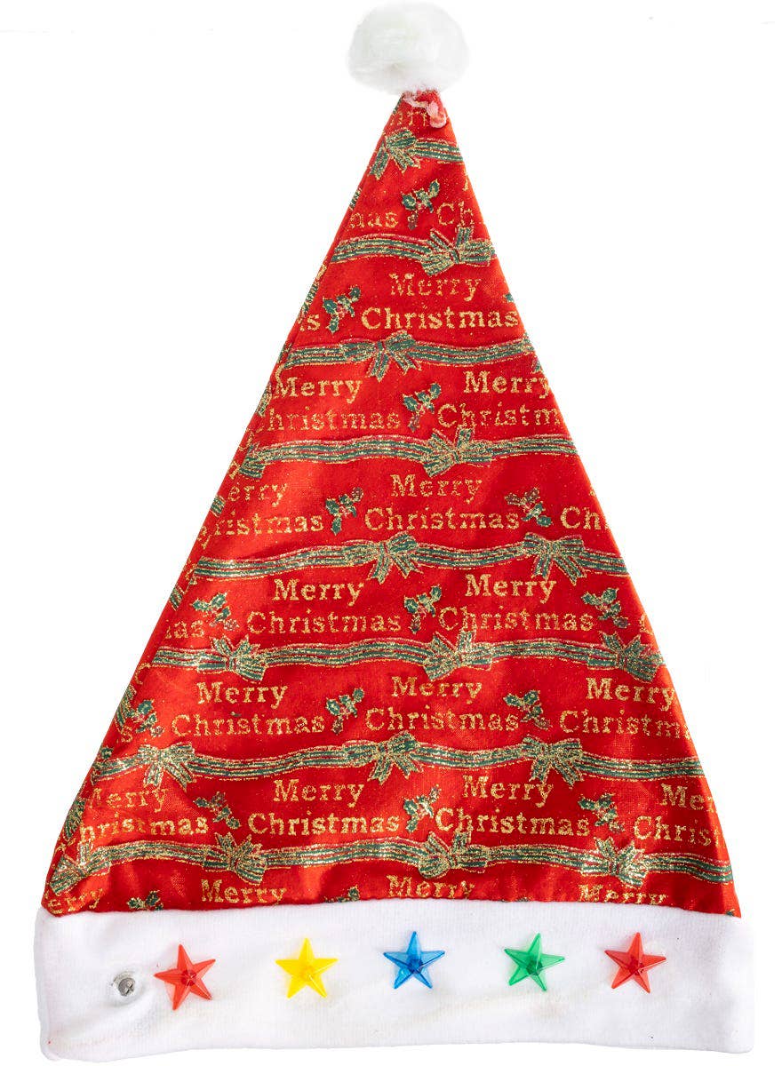 Glittery Merry Christmas Light Up Santa Costume Hat - Alternative Image