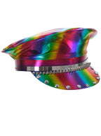 Rainbow Metallic Mardi Gras Visor Hat