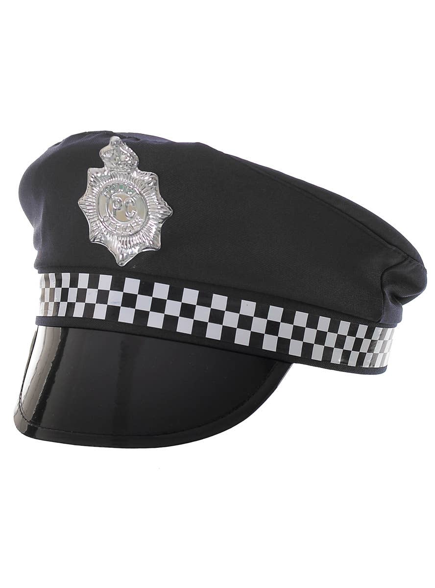 Adults Black and White Chequered Police Officer Costume Hat 