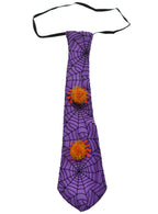 Novelty Purple Satin Spider Web Halloween Costume Accessory Neck Tie