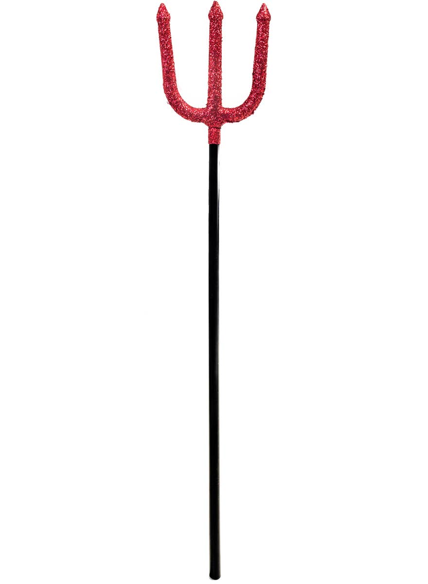 Collapsible Red Glitter Pitchfork Halloween Decoration - Main Image