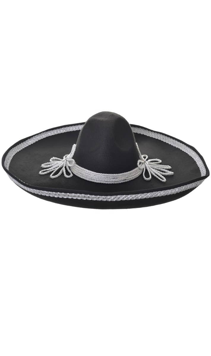 Adult's Black and Silver Mexican Mariachi Sombrero Costume Hat