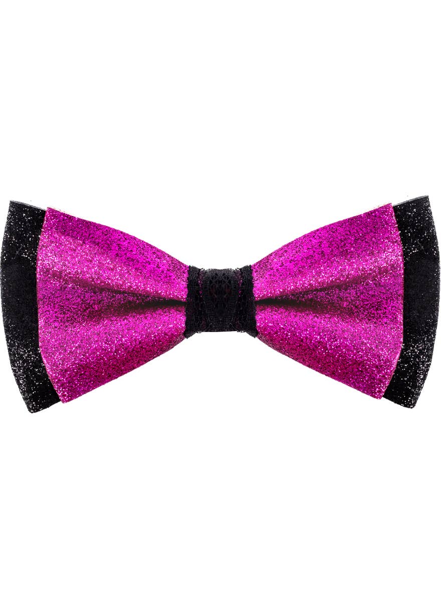 Black and Pink Glitter Costume Bow Tie