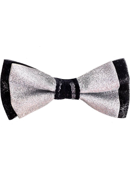 Black and Silver Glitter Costume Bow Tie
