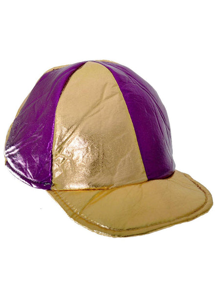 Metallic Gold and Purple Horse Racing Jockey Costume Hat