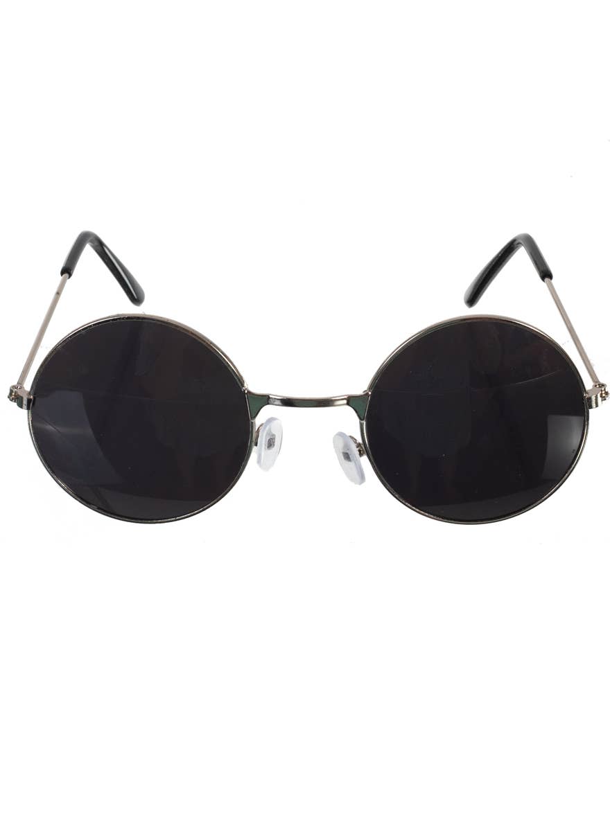 John Lennon Round Black Glasses with Silver Frames