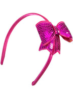 Girls Pink Costume Headband with Cute Pink Sequinned Bow