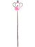 Silver Princess Costume Wand with Crown and Fluffy Pink Feather