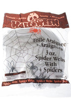 Stretchy White Halloween Spiderweb Decoration with 4 Spiders Main Image
