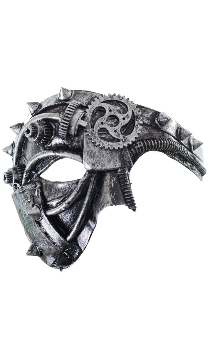 Antique Steampunk Silver Over Eye Masquerade Mask - Main Image