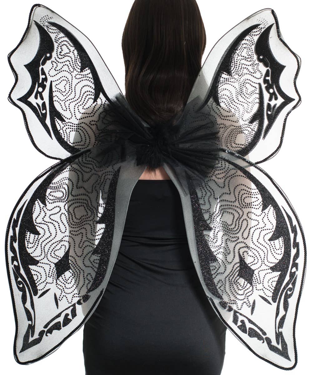 Black Glitter Oversized Dark Fairy Halloween Costume Wings Alternate Image