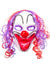 White Creepy Clown Latex Mask with Red and Purple Hair