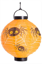 Mini Light Up Spider Print Orange Halloween Lantern - Main Image