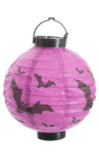 Mini Light Up Purple and Black Bat Halloween Decoration Paper Lantern Main Image