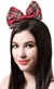 Women's Tartan Red Christmas Bow On Headband With Printed Snowflakes Costume Accessory Main Image