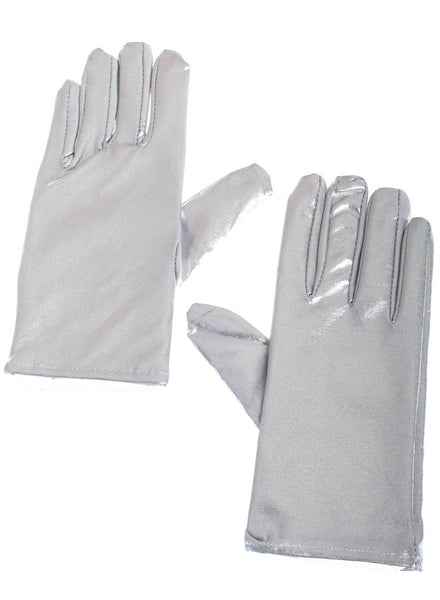 Silver Metallic Wrist Length Gloves