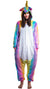 Girl's Rainbow Striped Plush Fluffy Unicorn Onesie Jumpsuit Costume Main Image