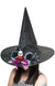 Black Halloween Women's Witch Hat With Flowers And Dolls Head Decoration Costume Accessory Main Image