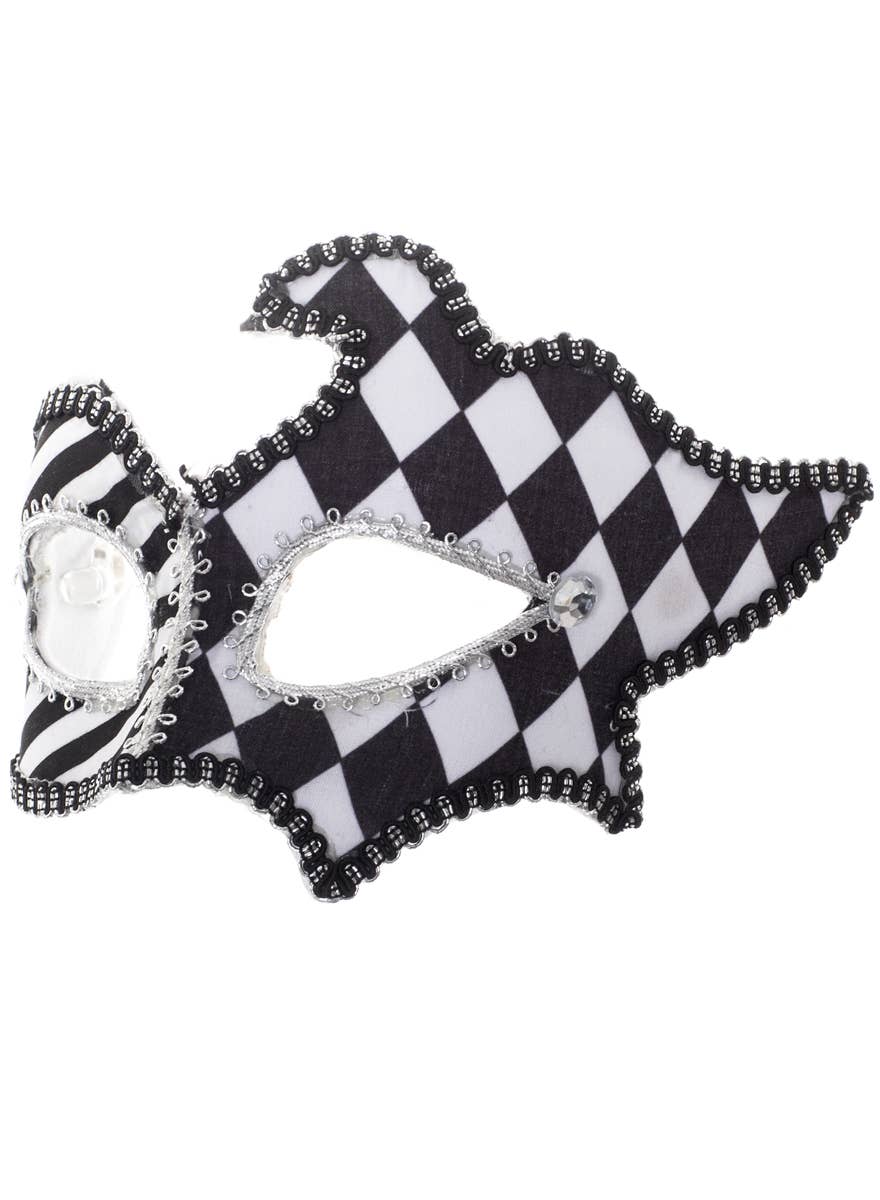 Black and White Harlequin Masquerade Mask - Alternate Image