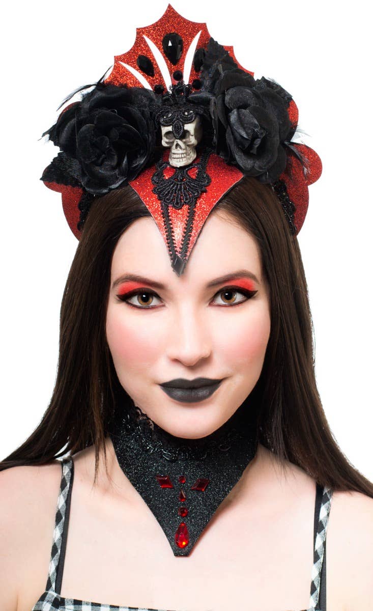 Women's Red and Black Vampire Queen Choker Necklace Main Image